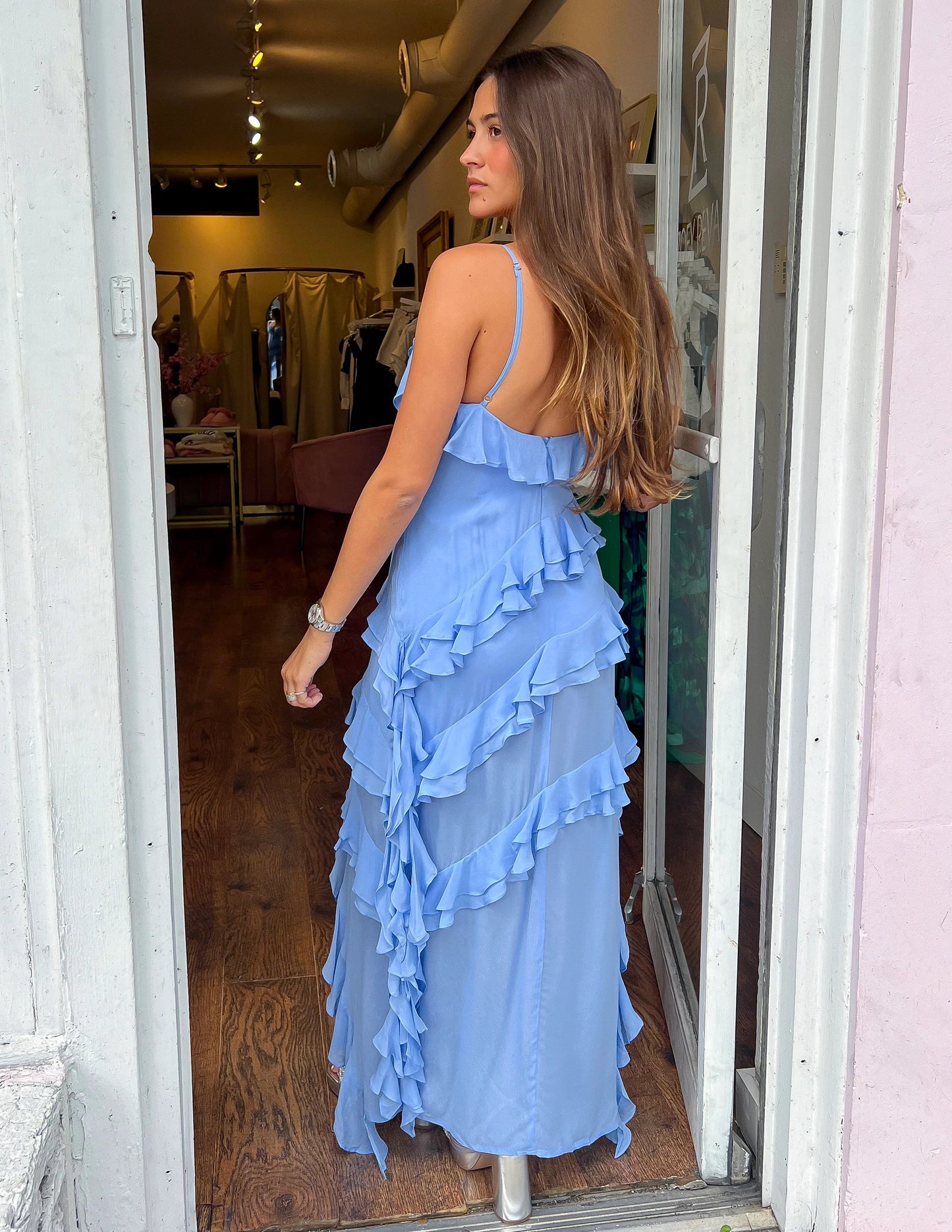 Something Blue Ruffle Dress