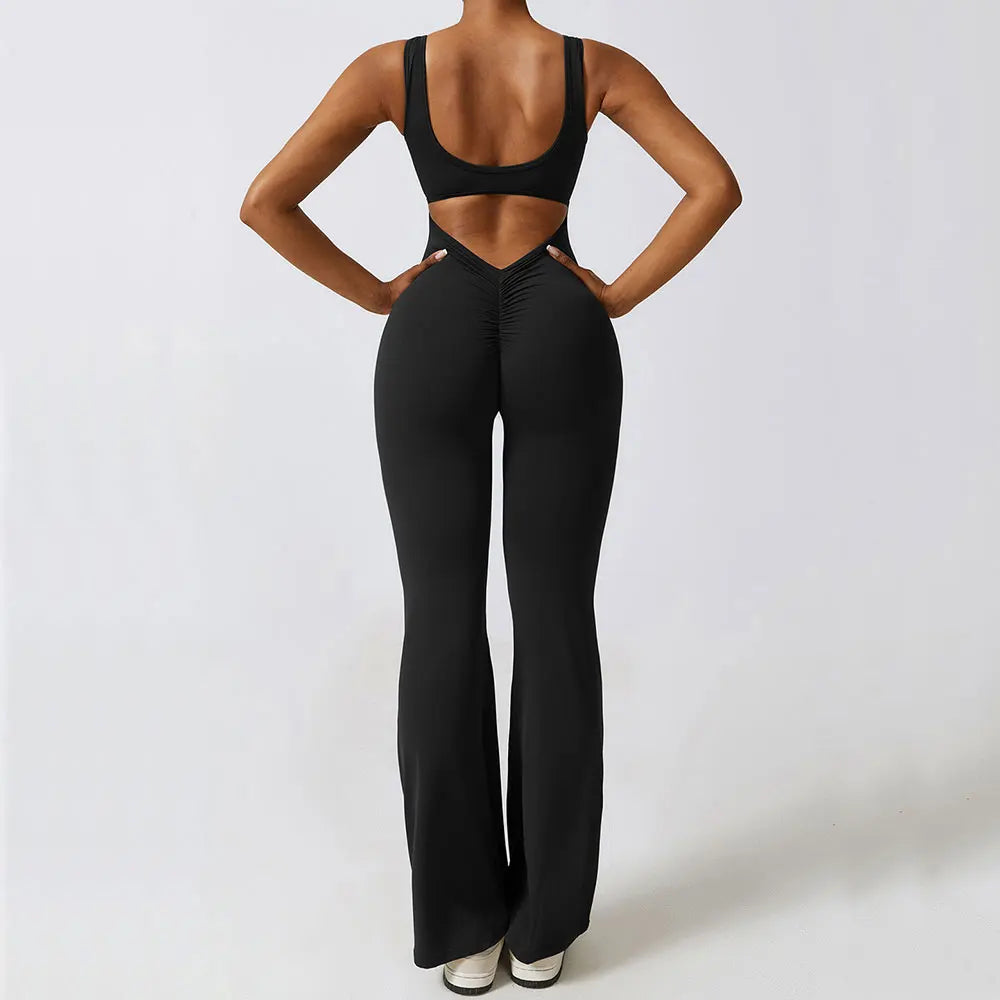 V-Back Flared Jumpsuit